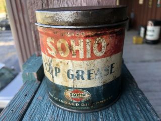 Vintage Sohio Oil Co Cup Grease Can Rare Cool Graphics