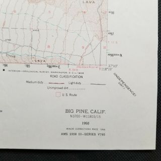 USGS Big Pine California 1958 Vintage Topographic Map 2