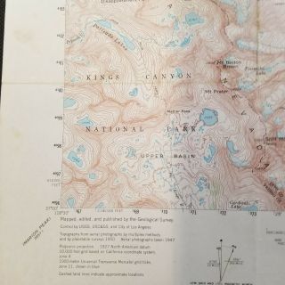 USGS Big Pine California 1958 Vintage Topographic Map 3