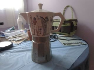 Vintage Italian Porcelain2.  5 Cup Coffee Maker Expresso Antique Practical
