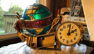 Rare Vintage Schlitz Beer Sign 1976 Motion Globe Clock Bar Light Spins