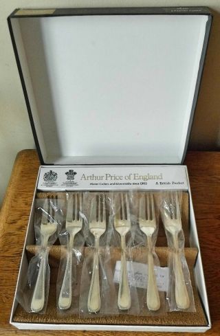 Vintage Matching Boxed Set Of 6 Sheffield A1 Silver Plated Cake Forks