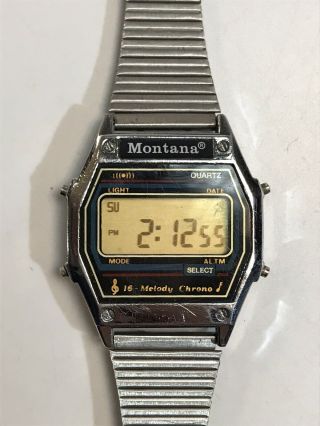 Montana 16 Melody Chrono Quartz Vintage Rare Wrist Watch Alarm Retro Old Usa