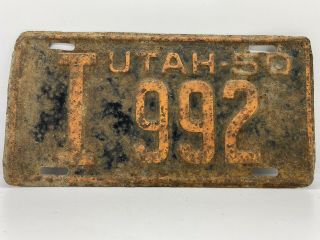 Old Barn Find Antique Automobile Vintage Rare 1950 Utah License Plate I 992