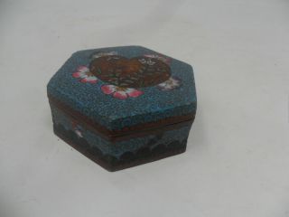 Vintige/antique Cloisonne Hexagon - Trinket Box