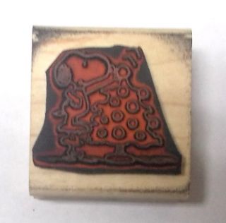 Rare Christmas Snoopy rubber stamp Tree trimming Woodstock wood mounted holidays 2