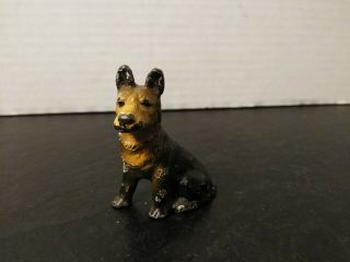 Antique Hubley Cast Iron German Shepard Dog Paperweight Card Holder Toy