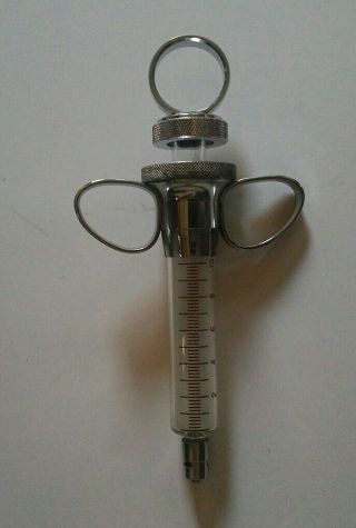 Antique Medical Syringe Vintage 10 Cc Hypodermic Needle Anesthetic Bd