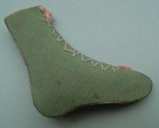 Antique Victorian Novelty Pin Cushion In The Form Of A Tasselled Ankle Boot
