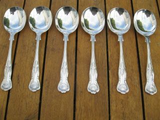 Vintage Soup Spoons Kings Pattern Silver Plated Set Of 6