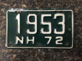 1972 Hampshire Motorcycle License Plate Vintage Mancave Antique Old Tag