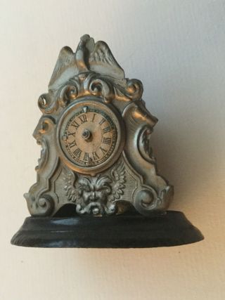Rare Antique German Miniature Dolls House Metal Clock