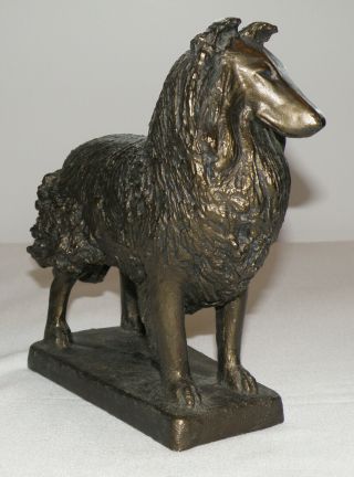 Vintage Antiqued - Bronze Tone Plaster Collie Statue