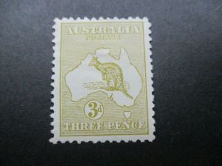 Kangaroo Stamps: 3d Olive 1st Watermark - Rare (c43)