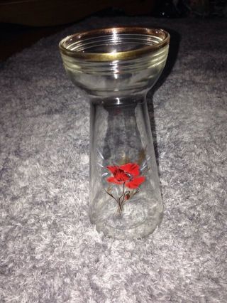 Tall Rare Vintage Glass Hyacinth Bulb Vase With Flowers