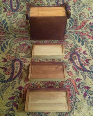 Vintage Dollhouse Miniature Dark Walnut Wooden Chest - of - drawers 3