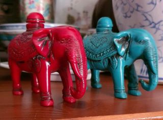 Chinese Hand - Carved Elephants Snuff Bottle