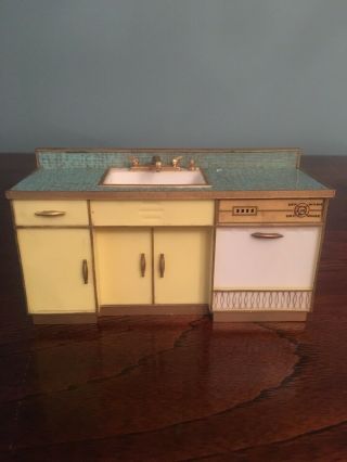 Vintage Ideal Petite Princess Patti Dollhouse Furniture Yellow Kitchen Sink