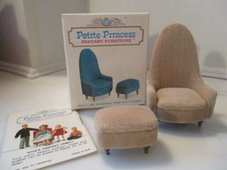 Vtg Petite Princess Dollhouse Furniture Occasional Chair Ottoman Lilac ? Beige?
