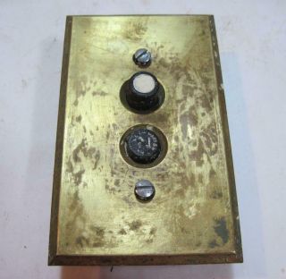 Vintage H&H Single - Pole Porcelain Push Button Switch MOP w Brass Plate 2