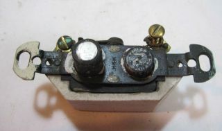 Vintage H&H Single - Pole Porcelain Push Button Switch MOP w Brass Plate 3