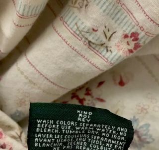 Ralph Lauren KING Fitted Vintage Sheet RARE Josie Rose Stripe Floral 100 Cotton 2