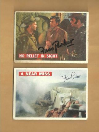 2 - Fess Parker " Davy Crockett " Autographed 1956 Topps Cards 53 & 57 Very Rare