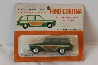 Vintage Ford Mark I Cortina Estate Car On Card Very Rare Made In Hong Kong