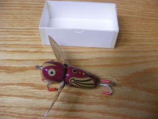 C Hines Heddon Style Crazy Crawler In Ruby Red Tan Wings Color 2 3/4 "