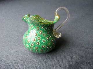 Antique Fratelli Toso Murano Murrine Millefiori Miniature Glass Pitcher Vase