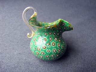 Antique Fratelli Toso Murano murrine millefiori miniature glass pitcher vase 3