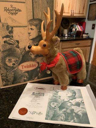Vintage Robert Raikes 16” Twinkles Reindeer W/ Box/coa
