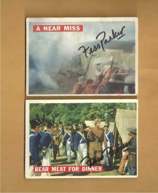 2 - Fess Parker " Davy Crockett " Autographed 1956 Topps Cards 5 & 53 Very Rare
