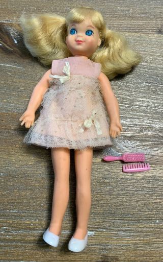 Vintage Tutti Doll Melody In Pink 355 Blonde Pigtails,  Pale Pink Dress Pretty