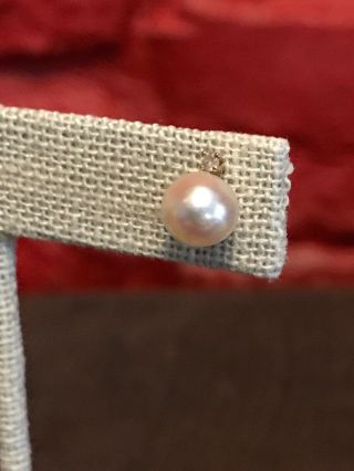VERY RARE James Avery 14k Gold Pearl Diamond Earrings Post Pierced Vintage JB5 2