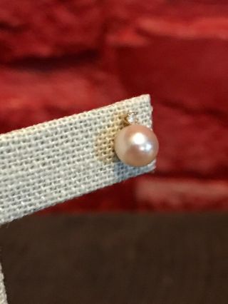 VERY RARE James Avery 14k Gold Pearl Diamond Earrings Post Pierced Vintage JB5 3