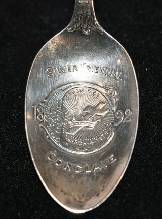 1892 Sterling Souvenir Spoon Knights Templar Silver Triennial Conclave Colorado