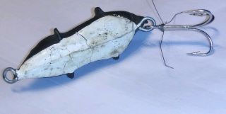 Vintage Rare Pachner & Koller Black/White Hard Rubber Mouse Fly Fishing Lure 2