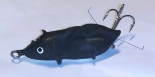 Vintage Rare Pachner & Koller Black/White Hard Rubber Mouse Fly Fishing Lure 3