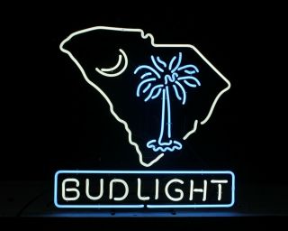 Authentic Bud Light South Carolina Palmetto Neon Sign - Rare And Nib