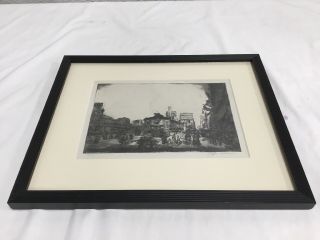 Antique Pencil Signed Clifford Adams Etching Of York City 14 3/4 X 12 1/8