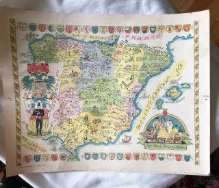 1935 Vintage Story Map Of Spain By Colortext Publications Of Chicago
