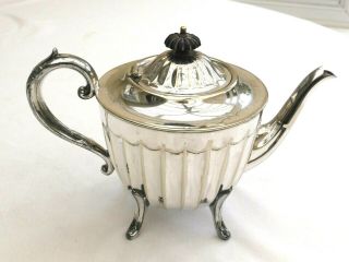 Art Deco Sheffield Silver Plated Half Reed & Footed Tea Pot 1500976/980