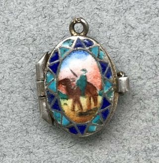 Antique Silver And Enamel 1920’s Moses In A Basket Charm