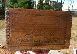 Vintage Advertising Wooden Box Wood Old Peanut Bars Candy General Store