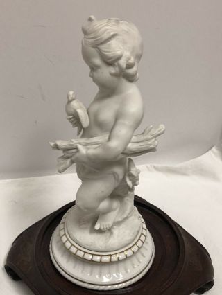 Vintage Antique French Porcelain Cherub Carrying Bird 3
