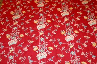 Vintage Fabric Red Floral Shower Curtain 72 " X68 " By Jakson J Kaplan & Sons