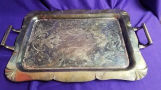Vintage Ep Copper Made In Canada Rectangular 18 " X 12 " Serving Tray Silverplate