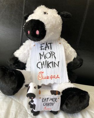 Chick Fil A 20 " Plush Eat Mor Chikin Cow Stuffed Animal Toy Rare,  Small 5 " Cow