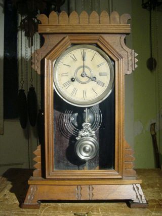 Antique Rare Ansonia 1886 " Oder " Walnut One Day Shelf Parlor Clock